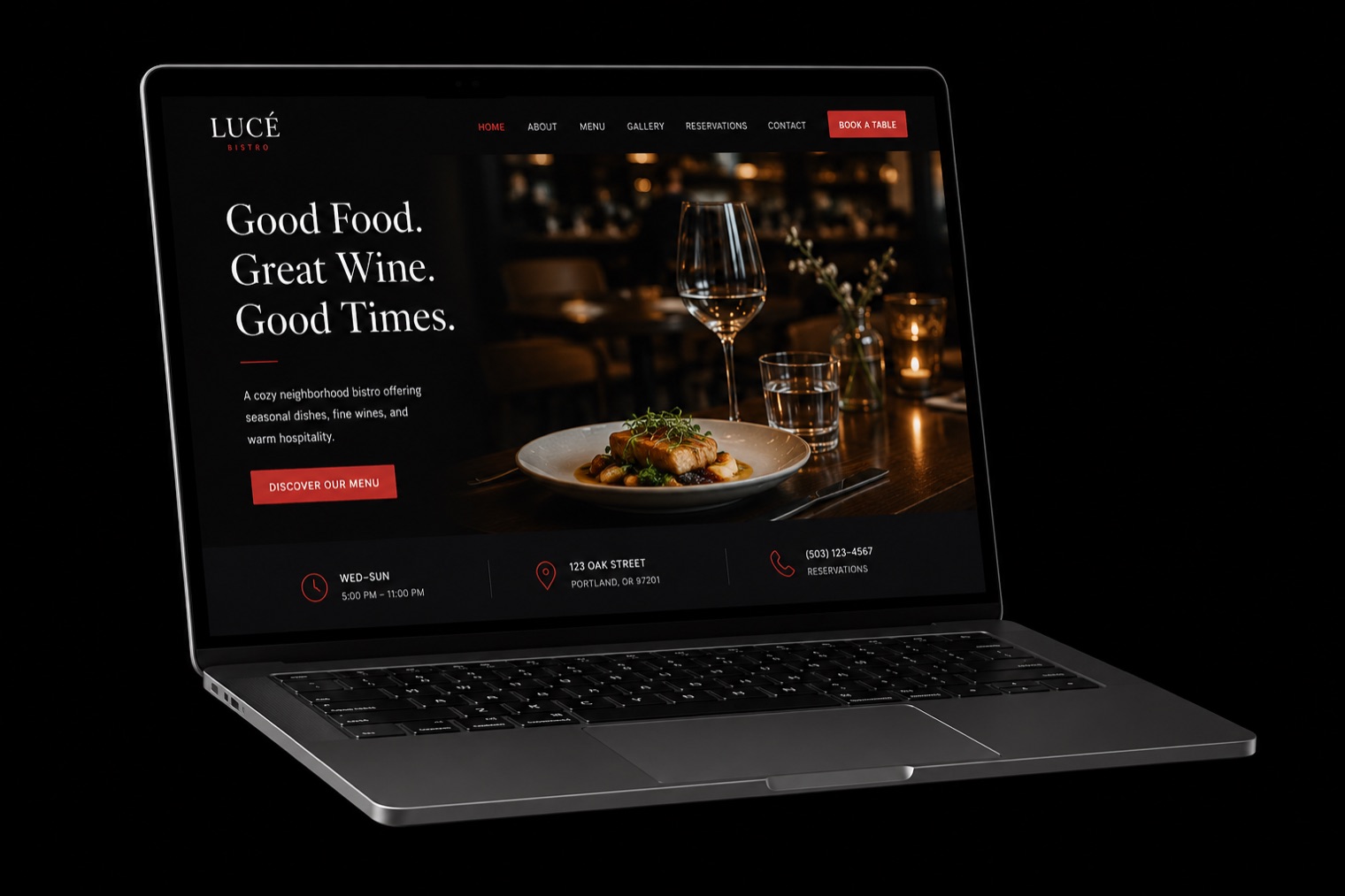 Exemple de site vitrine professionnel créé par Kweedee pour un restaurant
